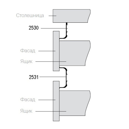 Профиль для фасадов без ручек ШУКО-М 2530 (L) чёрный (окрашенный) (49,3х23 мм)