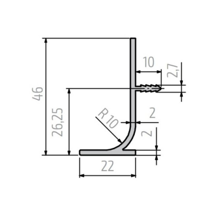 Профиль для фасадов без ручек вертикальный ШУКО-М 3281 (L) с анодировкой серебро