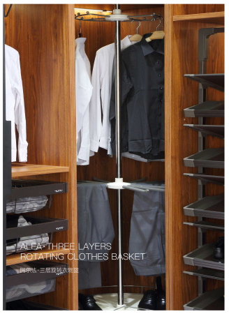 Трехслойная вращающаяся корзина для одежды Alpha